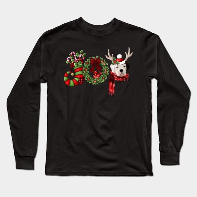 Christmas Joy Dwarf Stocking Reindeer White Boxer Long Sleeve T-Shirt by Marcelo Nimtz